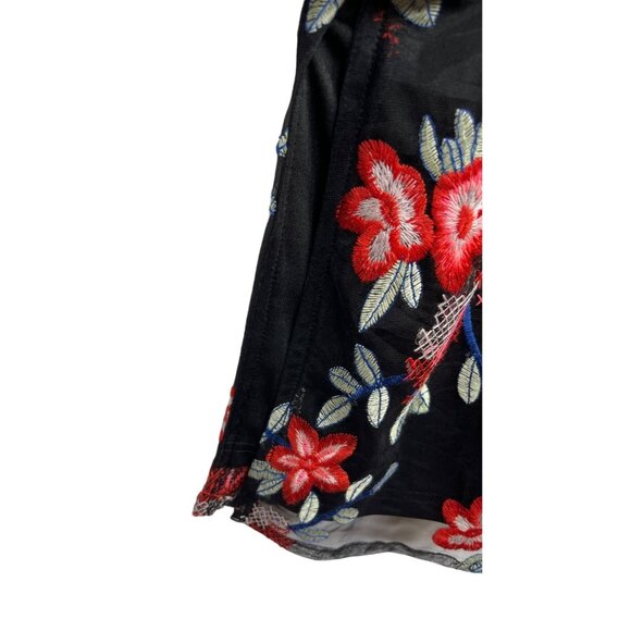 Sam Edelman Black Red Floral Embroidered Sheath Dress Women’s Size 8 - Picture 6 of 12